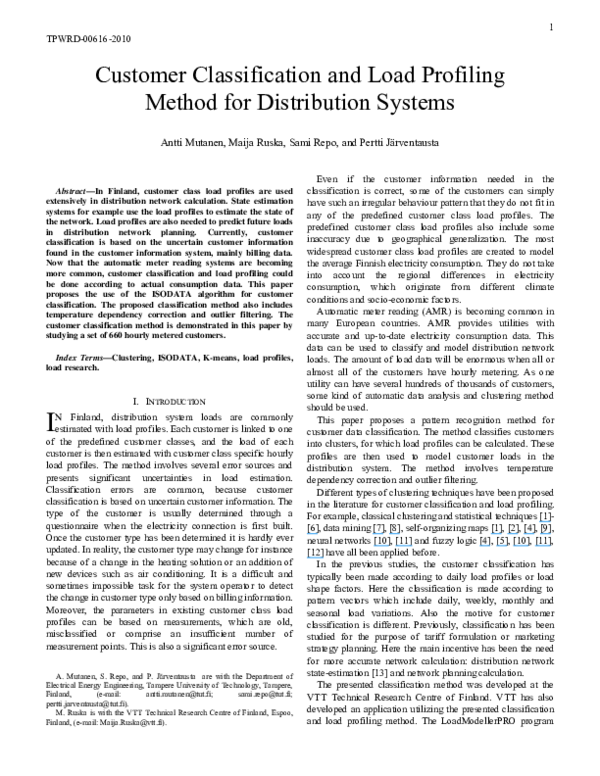 (PDF) Customer Classification and Load Profiling Method for ...