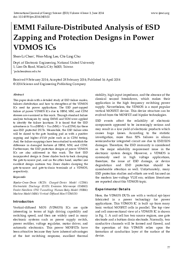 (PDF) EMMI FailureDistributed Analysis of ESD Zapping and Protection