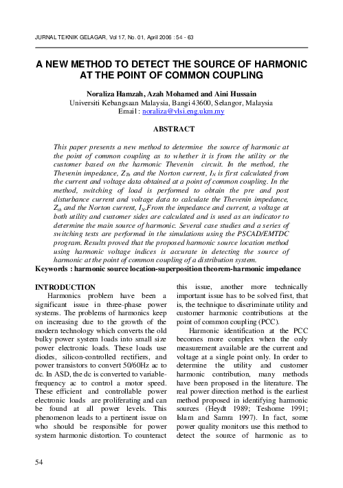 (PDF) A new method to detect the source of harmonic at the point of ...
