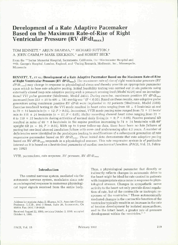 (PDF) Development of a Rate Adaptive Pacemaker Based on the Maximum ...