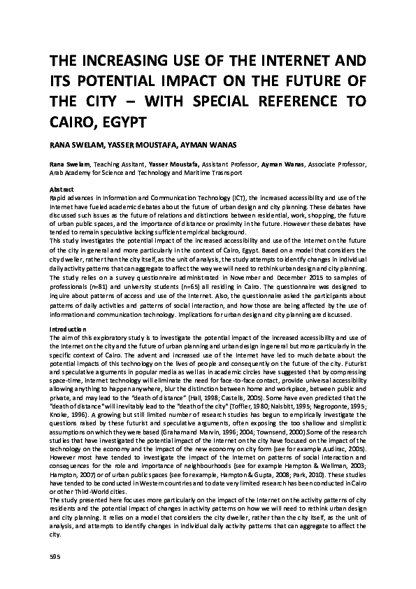 (PDF) THE INCREASING USE OF THE INTERNET AND ITS POTENTIAL IMPACT ON ...