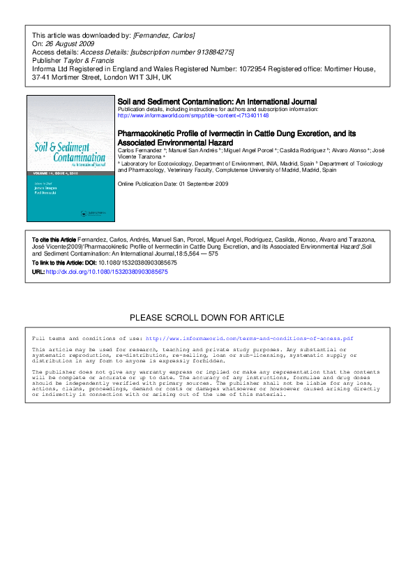 (PDF) Pharmacokinetic Profile of Ivermectin in Cattle Dung Excretion ...