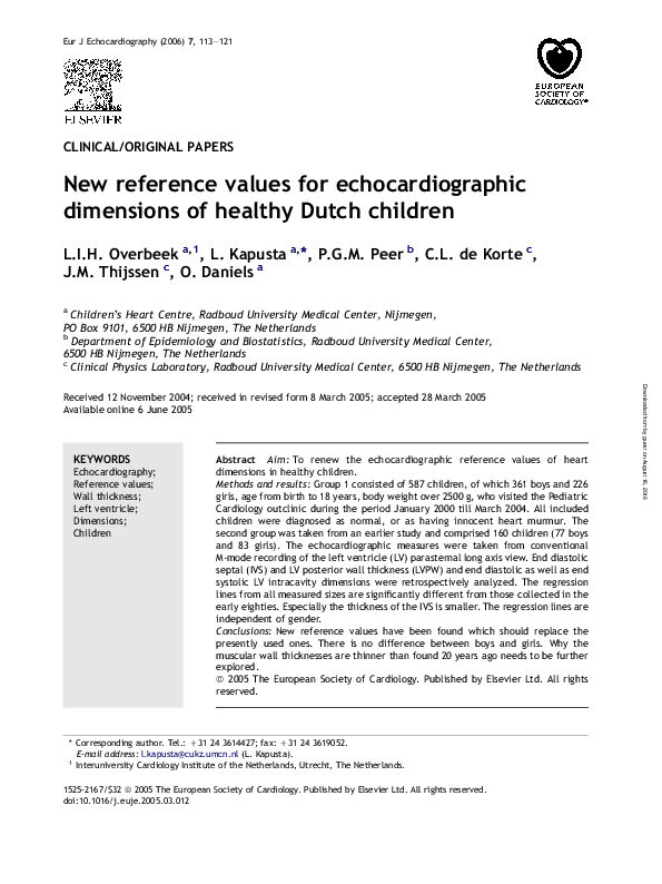 (PDF) New reference values for echocardiographic dimensions of healthy ...