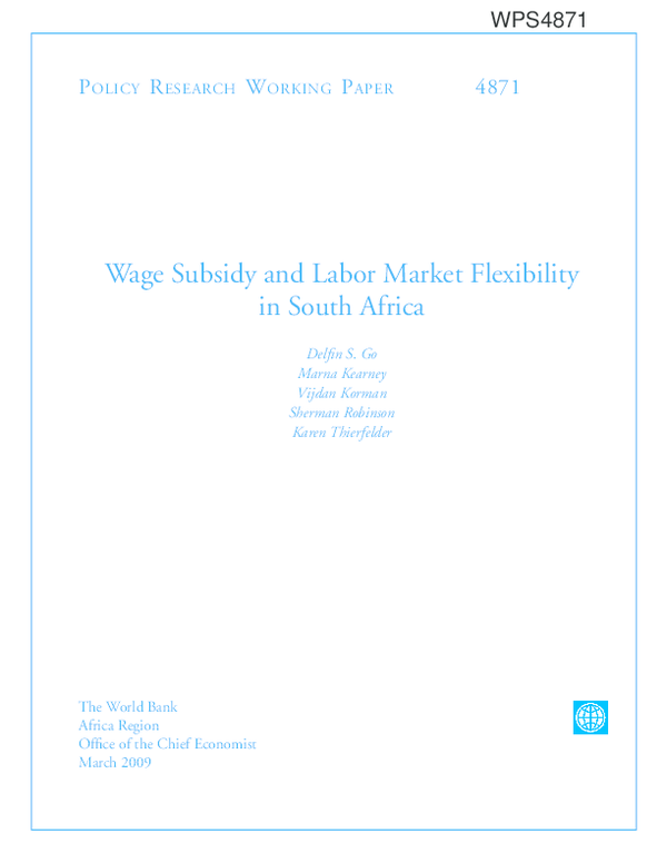 (PDF) Wage Subsidy and Labour Market Flexibility in South Africa