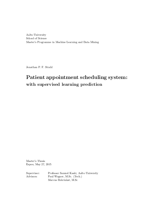 (PDF) 's Programme in Machine Learning and Data Mining Patient ...