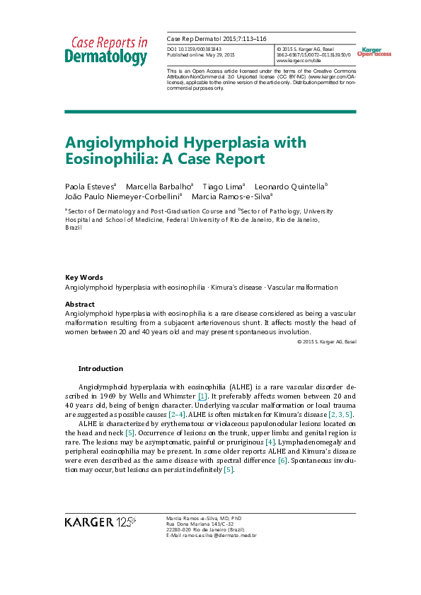 (PDF) Angiolymphoid hyperplasia with eosinophilia (epithelioid ...