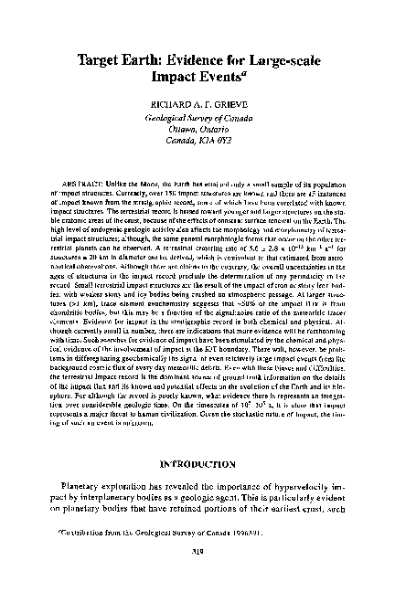 (PDF) Target Earth: Evidence for Large-scale Impact Events