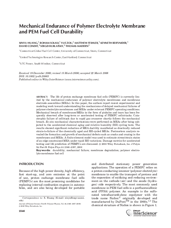 (PDF) Mechanical endurance of polymer electrolyte membrane and PEM fuel ...