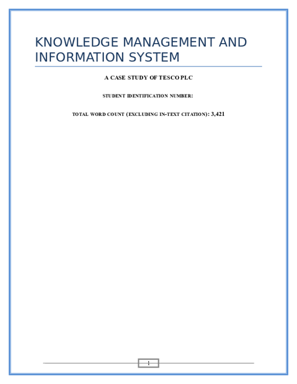 (DOC) KNOWLEDGE MANAGEMENT AND INFORMATION SYSTEM