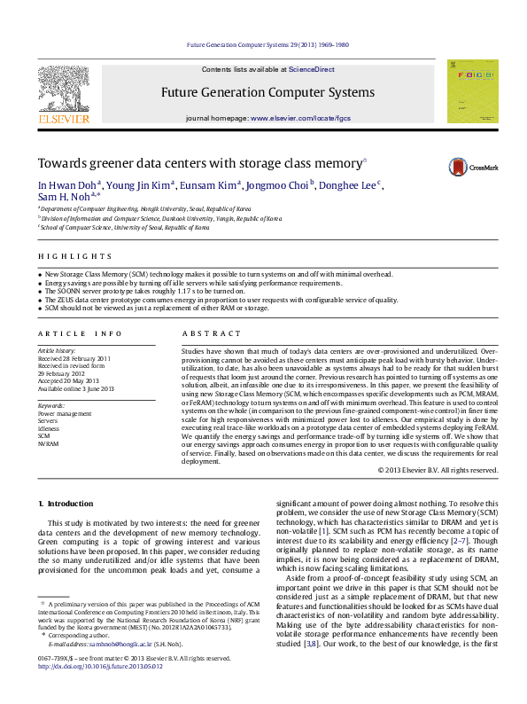 (PDF) Towards greener data centers with storage class memory ...