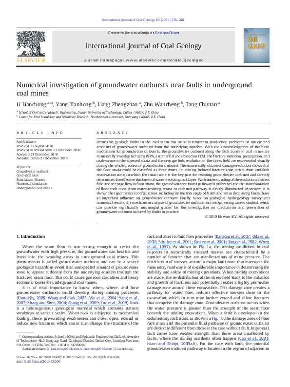 (PDF) Numerical investigation of groundwater outbursts near faults in ...