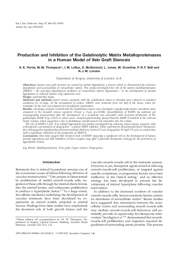 (PDF) Production and Inhibition of the Gelatinolytic Matrix ...