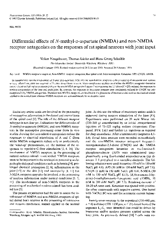 (PDF) Differential effects of NMDA and non-NMDA receptor antagonists on ...