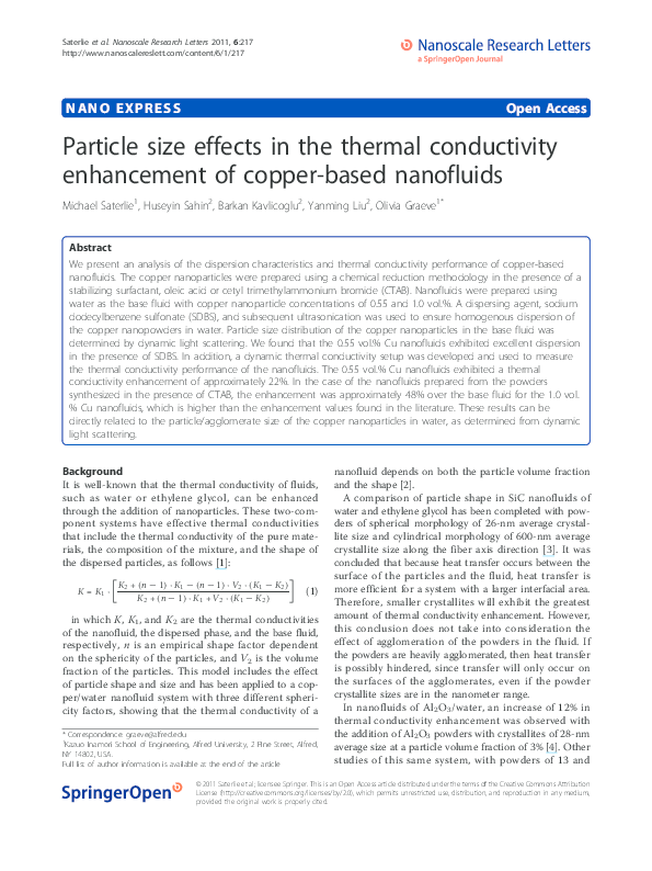 (PDF) Particle size effects in the thermal conductivity enhancement of ...