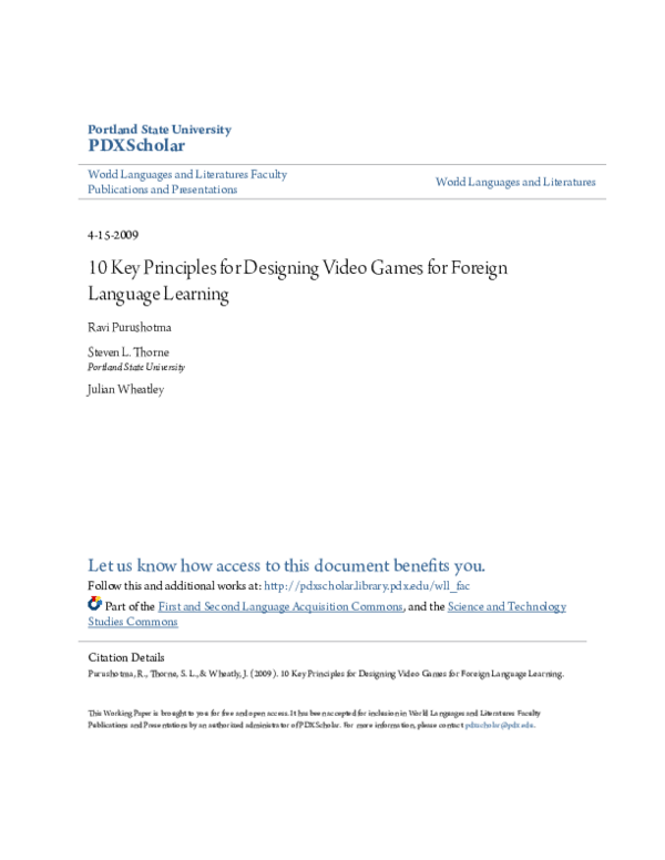 (PDF) 10 Key Principles for Designing Video Games for Foreign Language ...