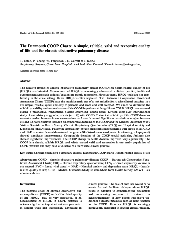 (PDF) The Dartmouth COOP Charts A simple, reliable, valid and