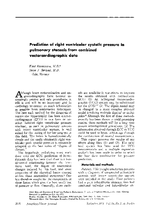 (PDF) Prediction of right ventricular systolic pressure in pulmonary ...
