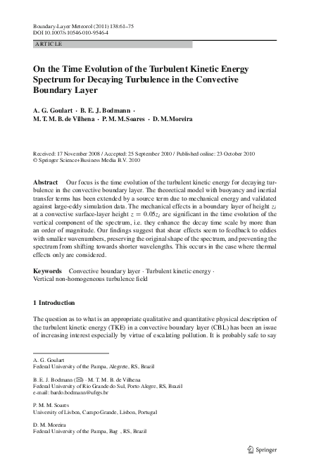 (PDF) On the Time Evolution of the Turbulent Kinetic Energy Spectrum ...