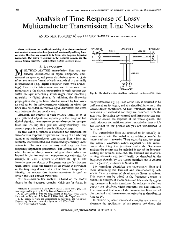 (PDF) Analysis of Time Response of Lossy Multiconductor Transmission ...