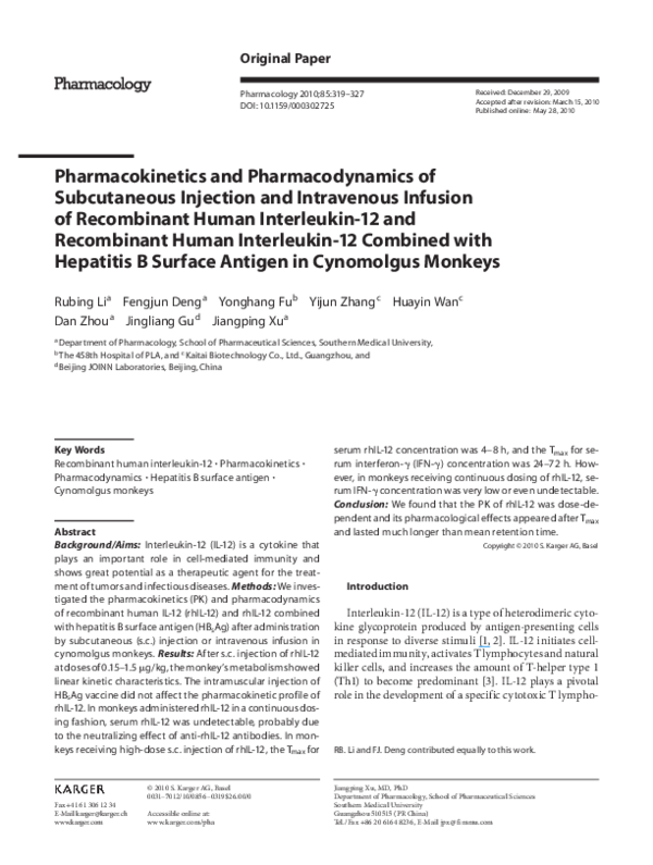 (PDF) and pharmacodynamics of subcutaneous injection