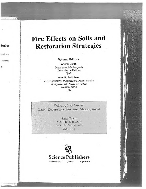 (PDF) Fire Effects on Soils and Restoration Strategies Edited by