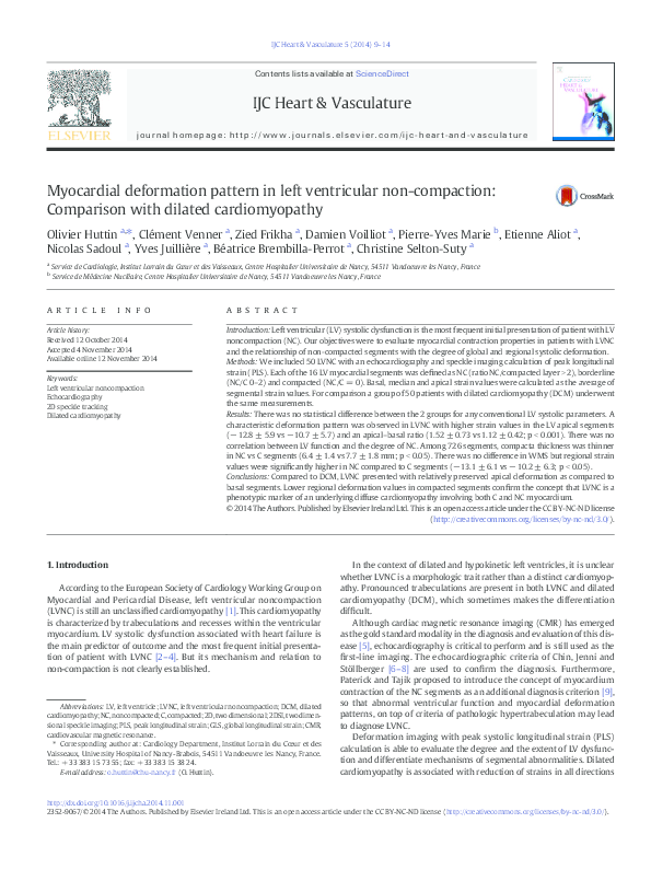 (PDF) Myocardial deformation pattern in left ventricular non-compaction ...