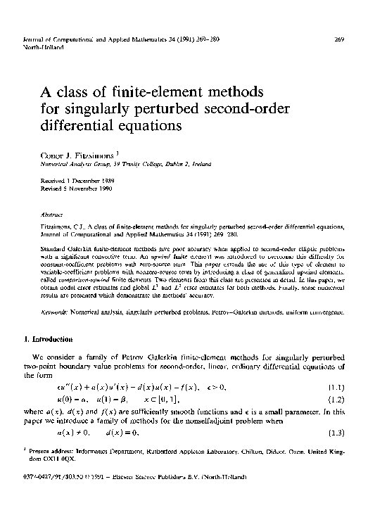 (PDF) A class of finite-element methods for singularly perturbed second ...