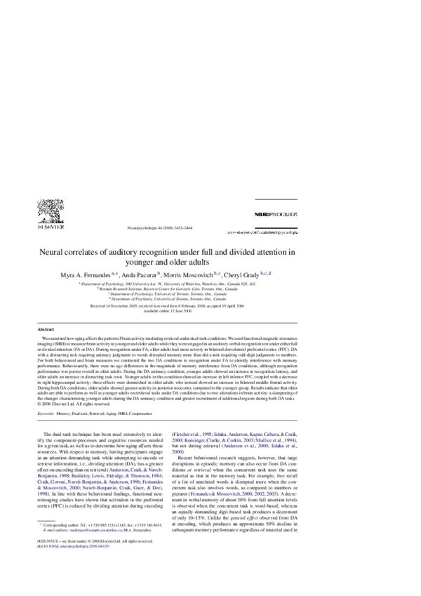 (PDF) Neural correlates of auditory recognition under full and divided ...