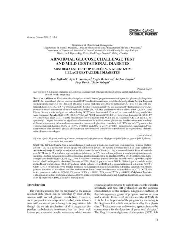 (PDF) Abnormal Glucose Challenge Test and Mild Gestational Diabetes