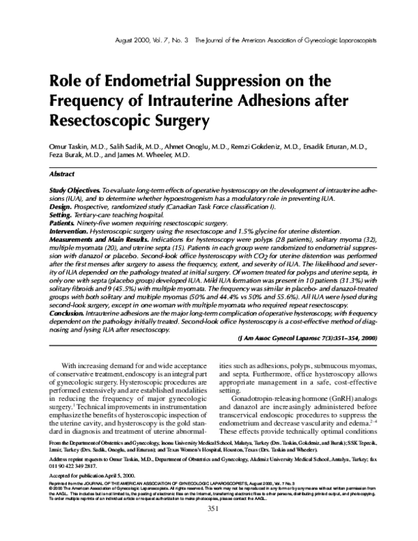 (PDF) Role of Endometrial Suppression on the Frequency of Intrauterine ...