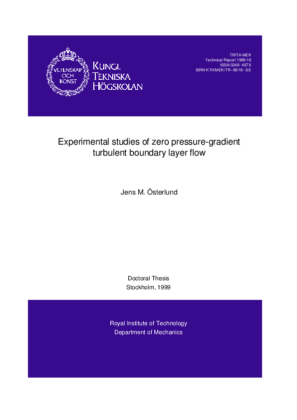 (PDF) Experimental studies of zero pressure-gradient turbulent boundary ...