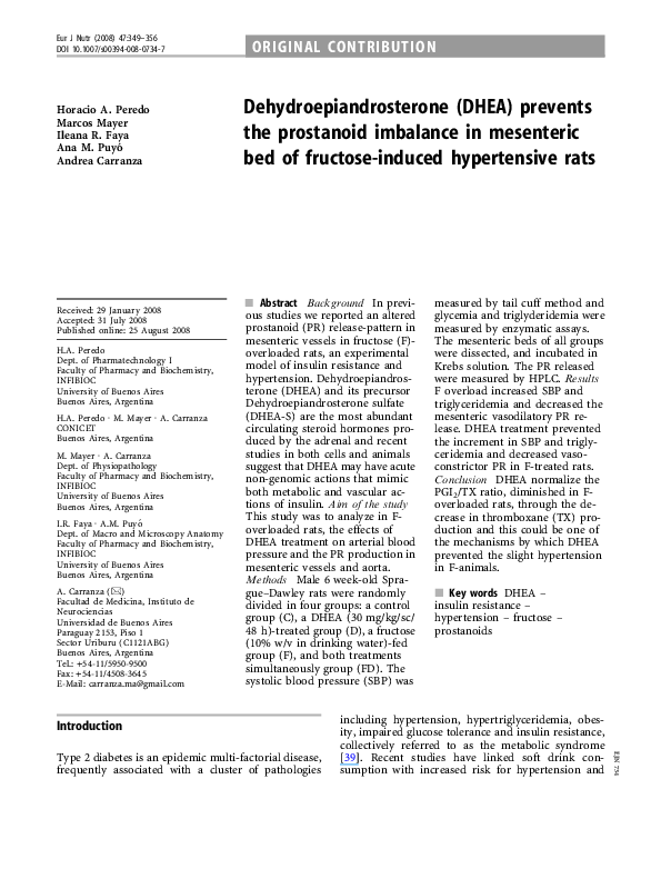 (PDF) Dehydroepiandrosterone (DHEA) prevents the prostanoid imbalance