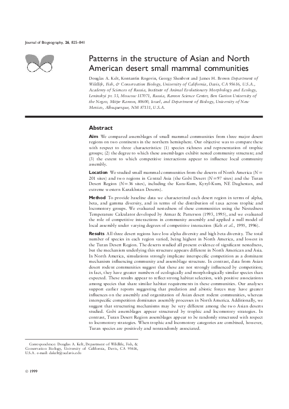 (PDF) Patterns in the structure of Asian and North American desert ...