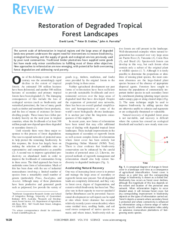 (PDF) Restoration of Degraded Tropical Forest Landscapes