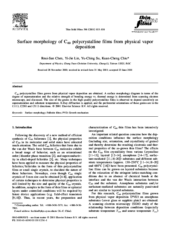 (PDF) Surface morphology of C 60 polycrystalline films from physical ...