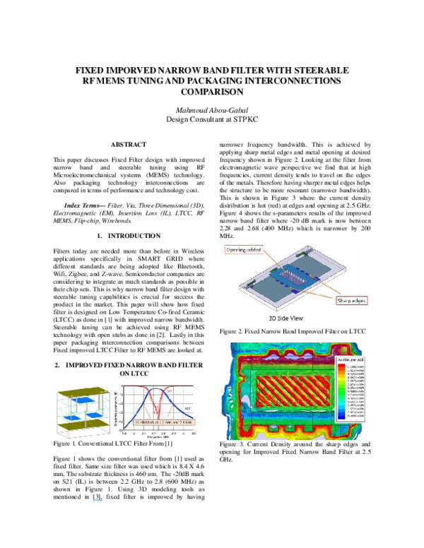 (PDF) Fixed imporved narrow band filter with steerable RF MEMS tuning ...