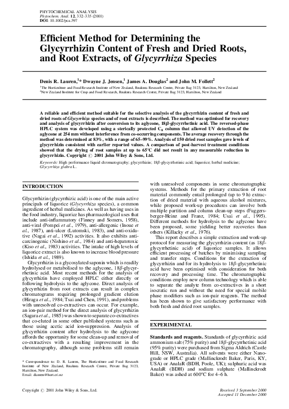 (PDF) Efficient method for determining the glycyrrhizin content of