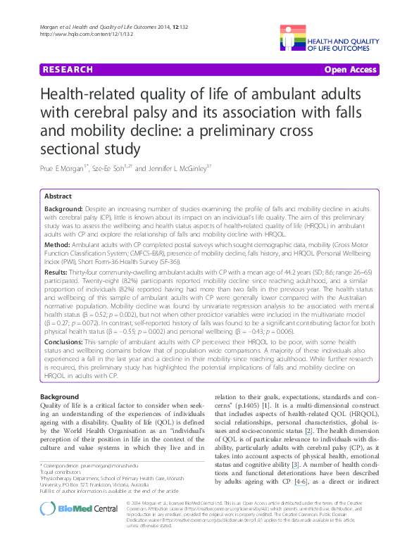 (PDF) Health-related quality of life of ambulant adults with cerebral ...