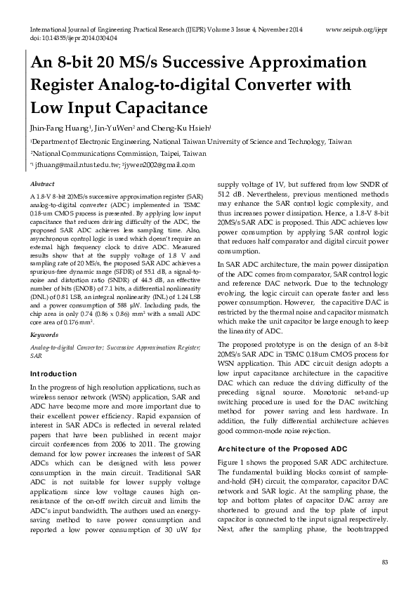 (PDF) An 8‐bit 20 MS/s Successive Approximation Register Analog‐to