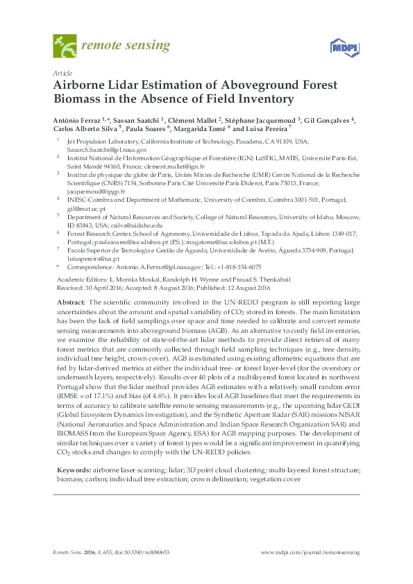 (PDF) Airborne Lidar Estimation of Aboveground Forest Biomass in the ...