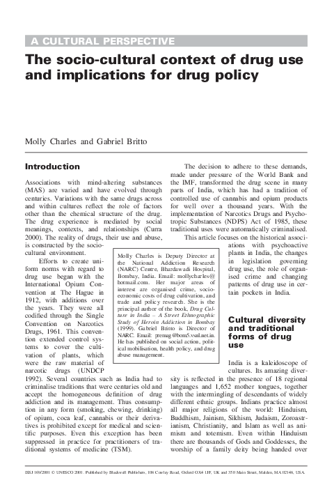 (PDF) The SocioCultural Context of Drug Use and Implications for Drug ...