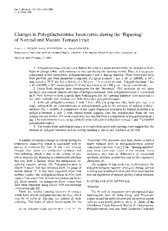(PDF) Changes in Polygalacturonase Isoenzymes during the 'Ripening' of ...