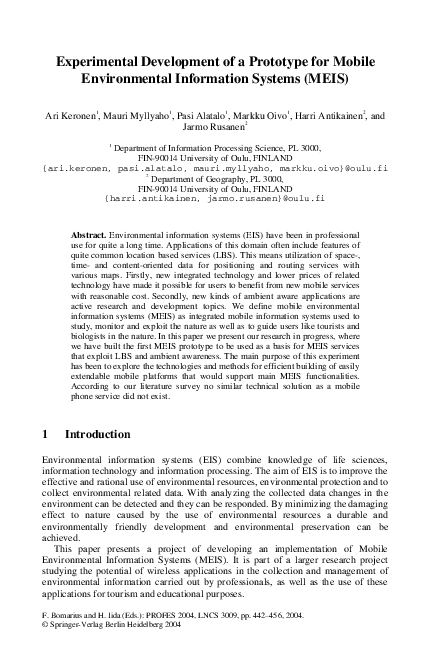 (PDF) Experimental Development of a Prototype for Mobile Environmental ...