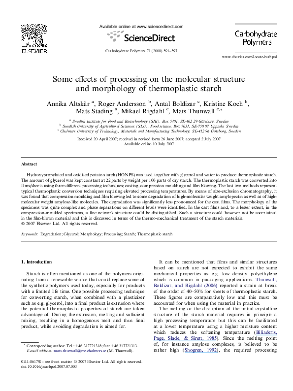 (PDF) Some effects of processing on the molecular structure and ...