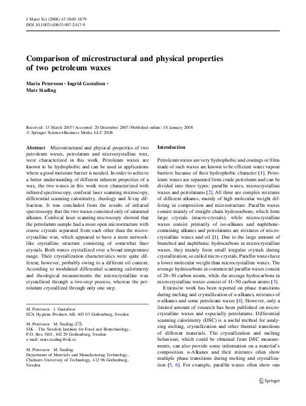 (PDF) Comparison of microstructural and physical properties of two