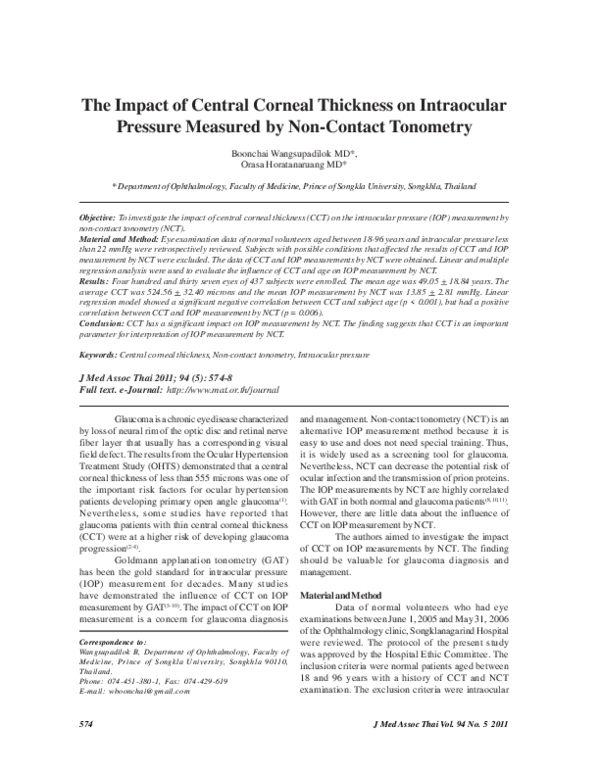 (PDF) The impact of central corneal thickness on intraocular pressure ...