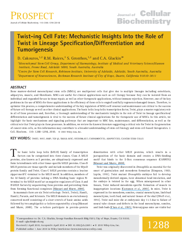 (PDF) Twisting cell fate: Mechanistic insights into the role of twist ...