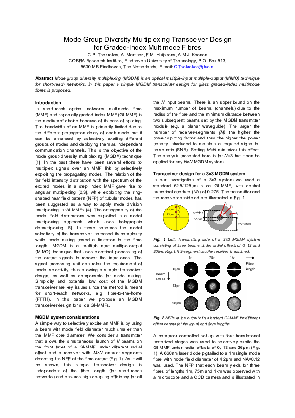 (PDF) Mode group diversity multiplexing transceiver design for graded ...