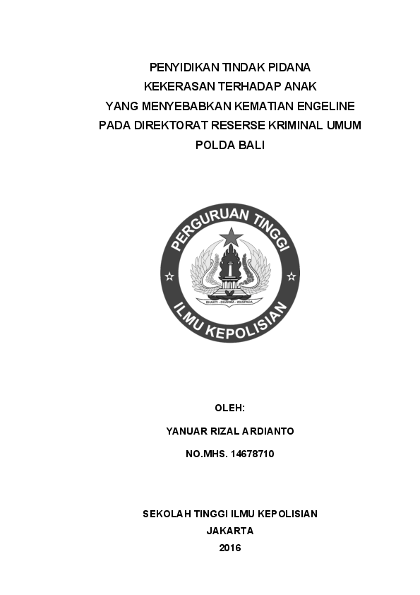 (PDF) PENYIDIKAN TINDAK PIDANA KEKERASAN TERHADAP ANAK YANG MENYEBABKAN ...