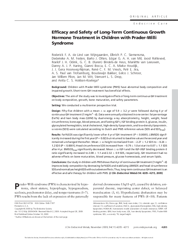 (PDF) Efficacy and Safety of Long-Term Continuous Growth Hormone ...